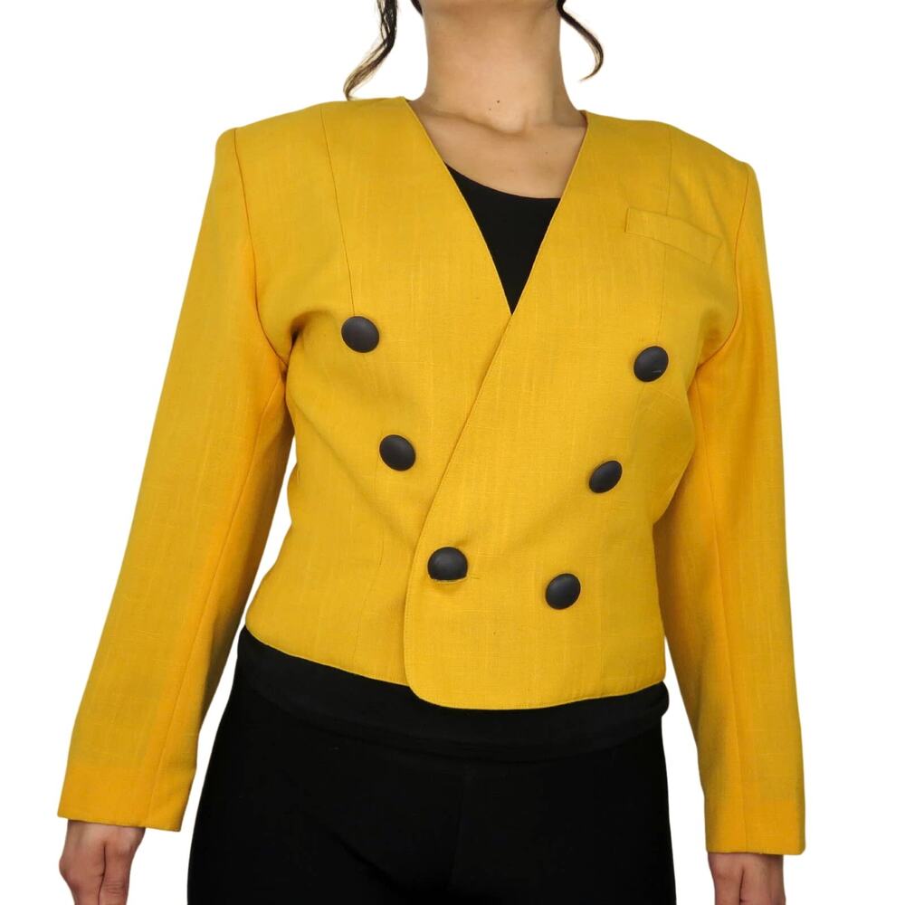 1970s Vintage Yellow Blazer Jacket Medium